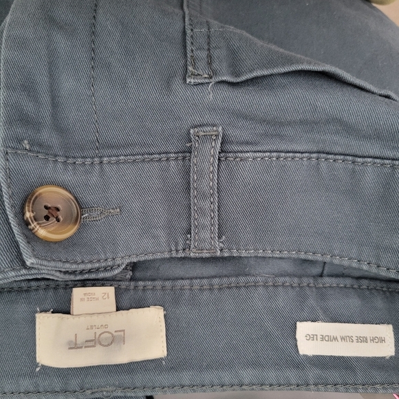 LOFT Women's High Rise Slim wide Leg Crop tylish Gray Pants New Size 12 - Picture 10 of 12